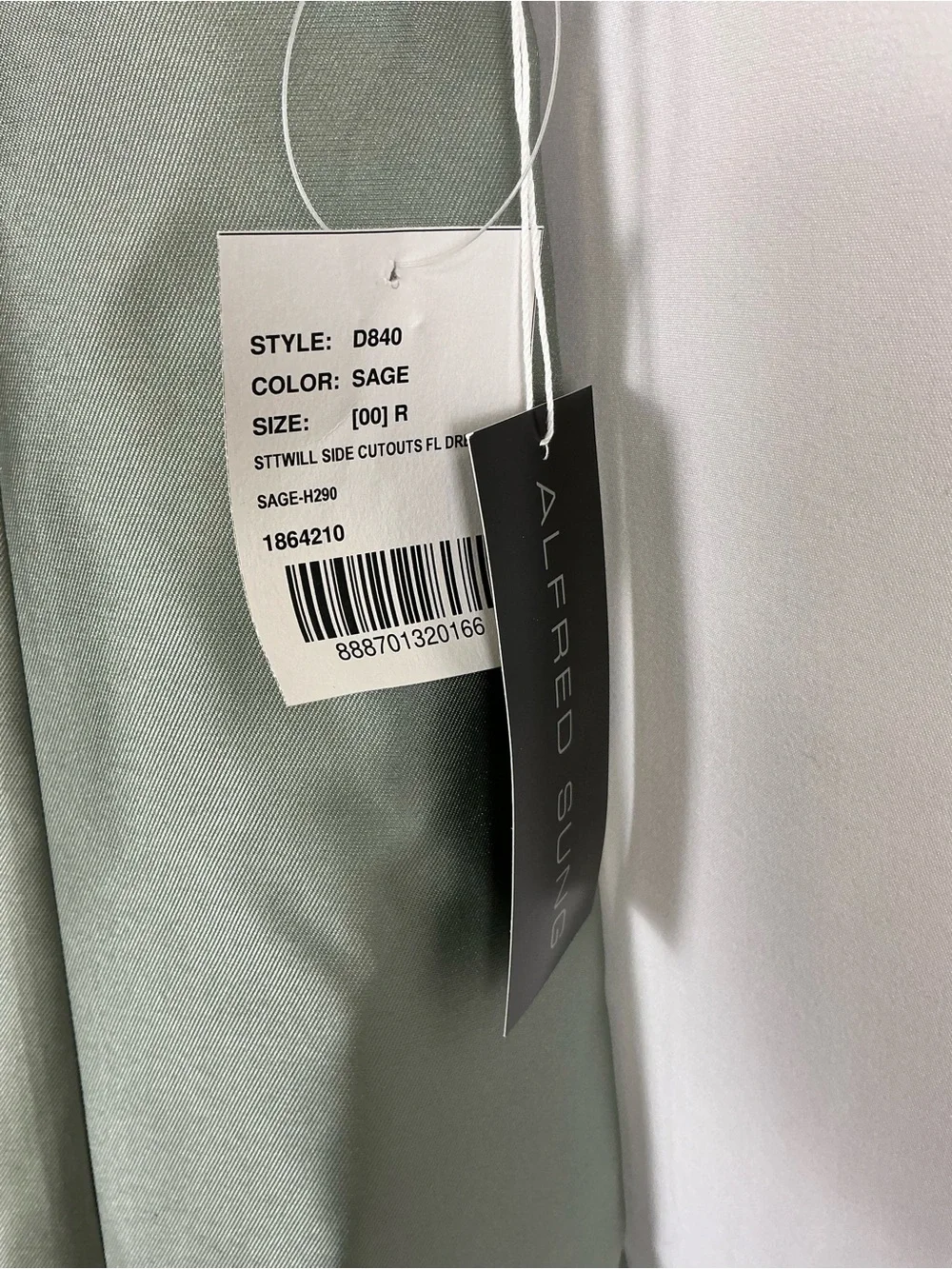 ALFRED SUNG Sage Green Dress - Picture 2 of 6